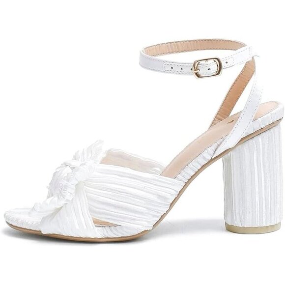 Women's 3.7 Inches Block Heeled Sandals Wedding Party Dress Shoes - Picture 2 of 9